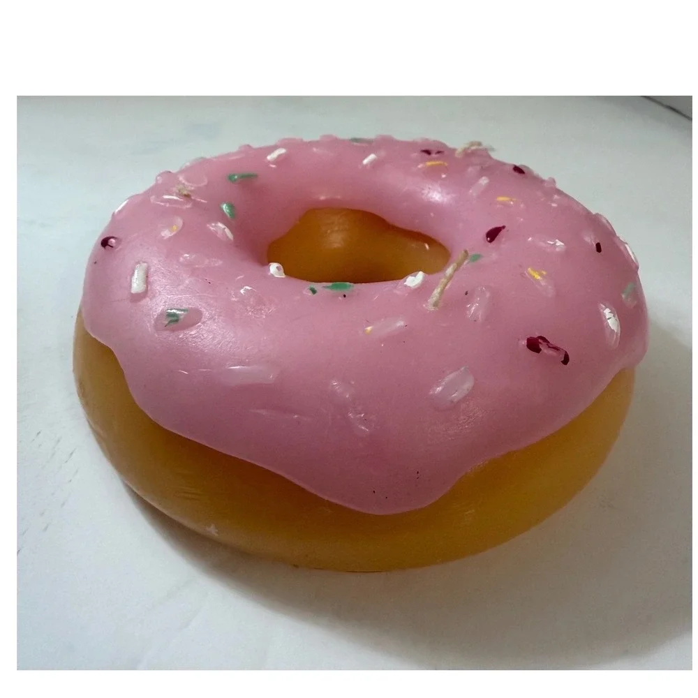 Realistic Pink Frosted Donut Candle with Sprinkles Decorative Novelty Food 5.5